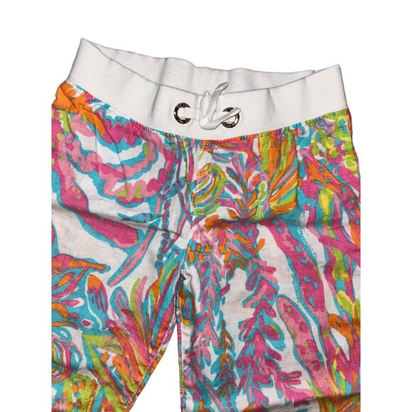 Lilly Pulitzer Scuba To Cuba Little Beach Pants Linen Girls M (6-7) - Picture 3 of 8